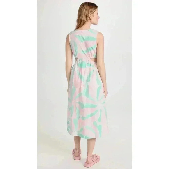 RAILS Midi Dress Candy Mint Cut out L Green Pink Rizo Sleeveless Wedding Guest - Picture 2 of 9
